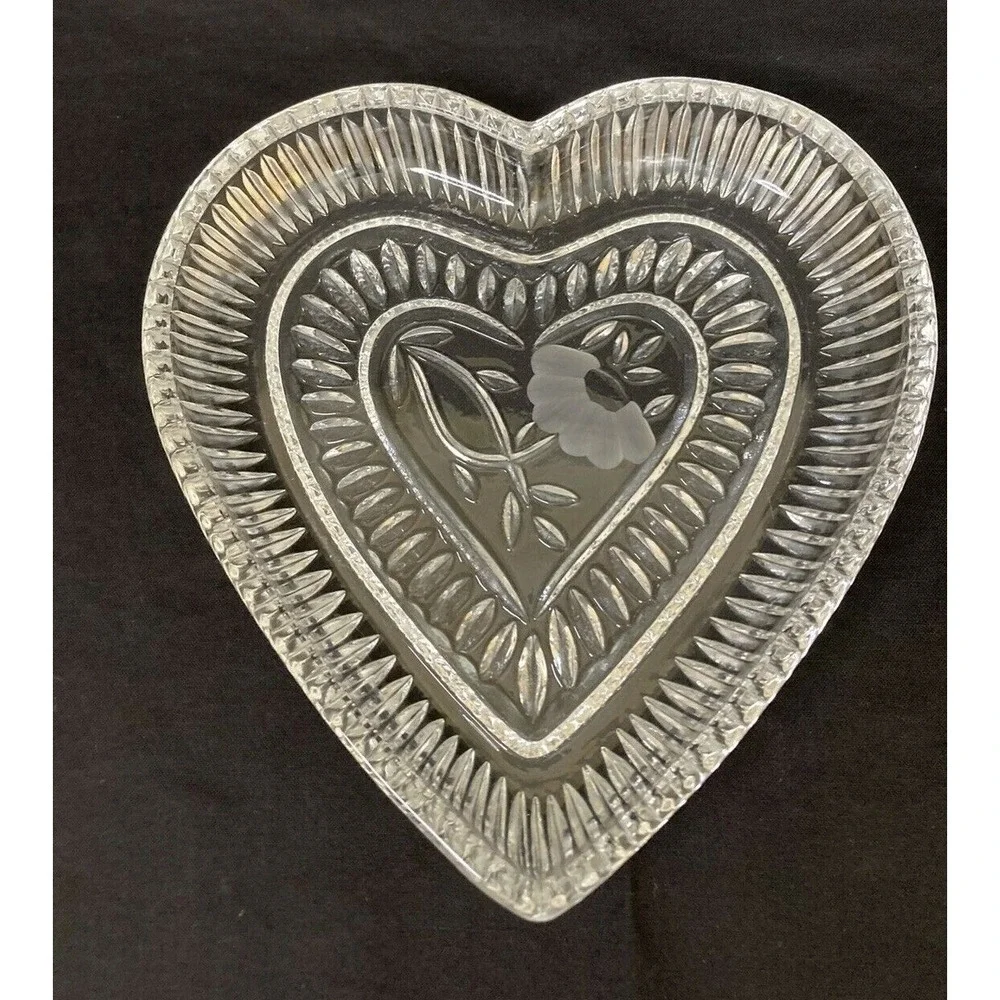 Vtg Princess House Crystal Heart Shaped Dish Candy Trinket Love Valentine